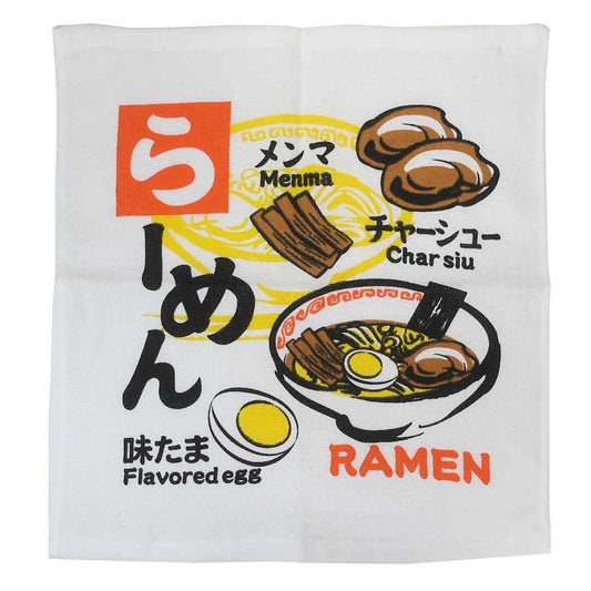 ふわさらタオルハンカチ ハンドタオル ラーメン 犬飼タオル 汗拭きタオル 和風 メール便可