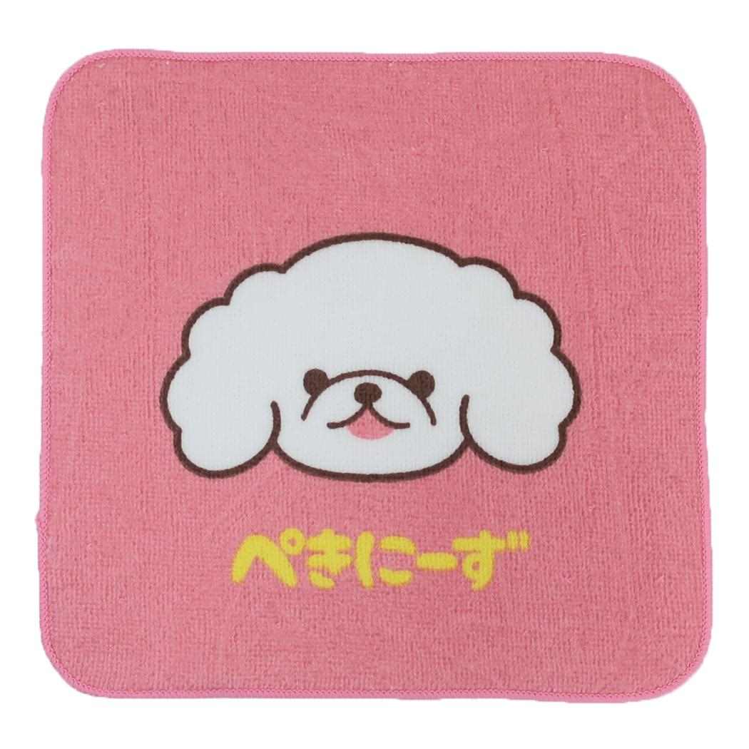 プリントミニハンカチ ミニタオル ワンワンワールド ぺきにーず いぬ 犬飼タオル 汗拭きタオル かわいい メール便可
