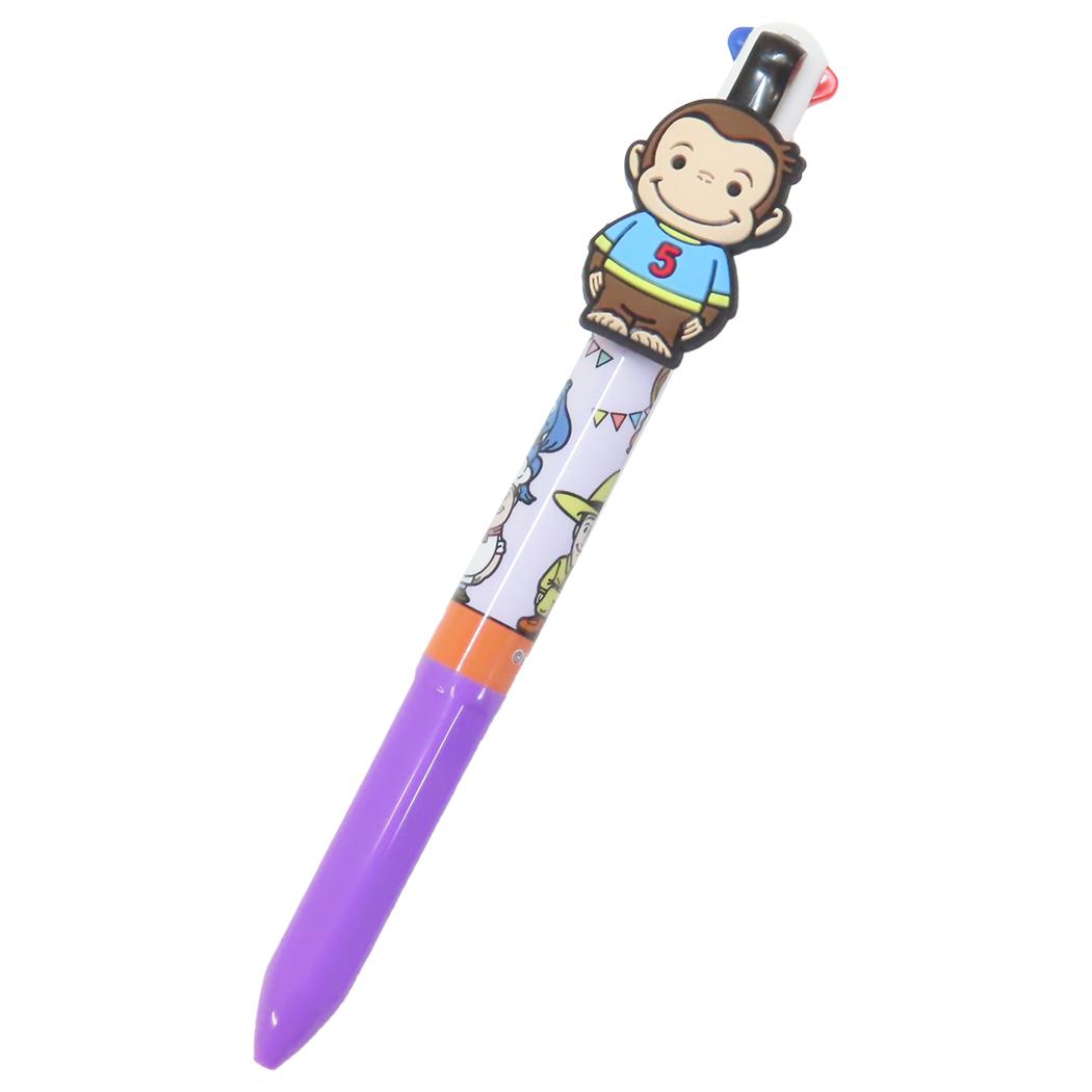 マスコット付き4色ボールペン ボールペン おさるのジョージ ステージ アイプランニング カラーペン 文房具 絵本メール便可