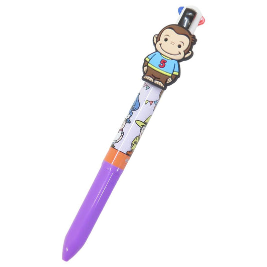 マスコット付き4色ボールペン ボールペン おさるのジョージ ステージ アイプランニング カラーペン 文房具 絵本メール便可