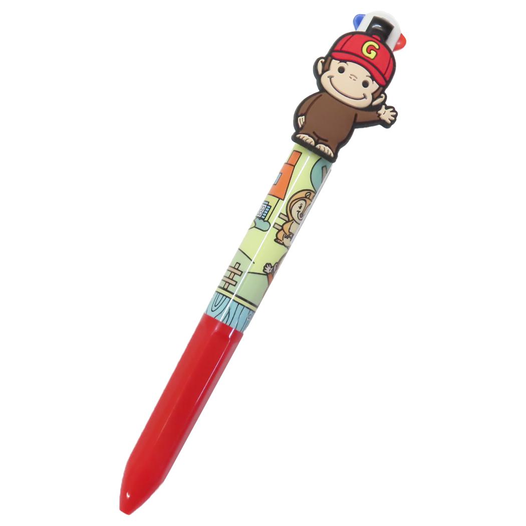 マスコット付き4色ボールペン ボールペン おさるのジョージ ホーム アイプランニング カラーペン 文房具 絵本メール便可