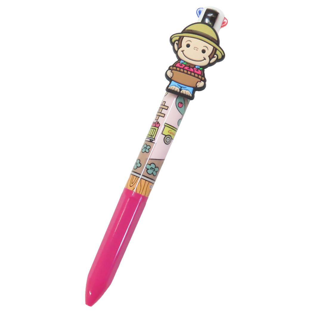 マスコット付き4色ボールペン ボールペン おさるのジョージ ファーム アイプランニング カラーペン 文房具 絵本メール便可