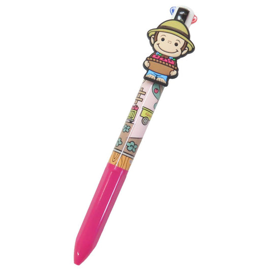 マスコット付き4色ボールペン ボールペン おさるのジョージ ファーム アイプランニング カラーペン 文房具 絵本メール便可