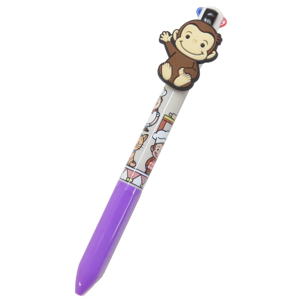 マスコット付き4色ボールペン ボールペン おさるのジョージ レストラン アイプランニング カラーペン 文房具 絵本メール便可