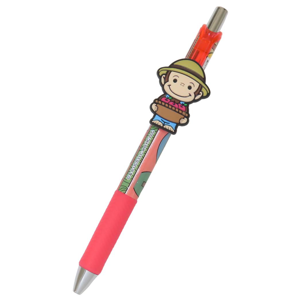 マスコット付きゲルペン カラーペン おさるのジョージ レッド アイプランニング 新学期準備文具 絵本メール便可