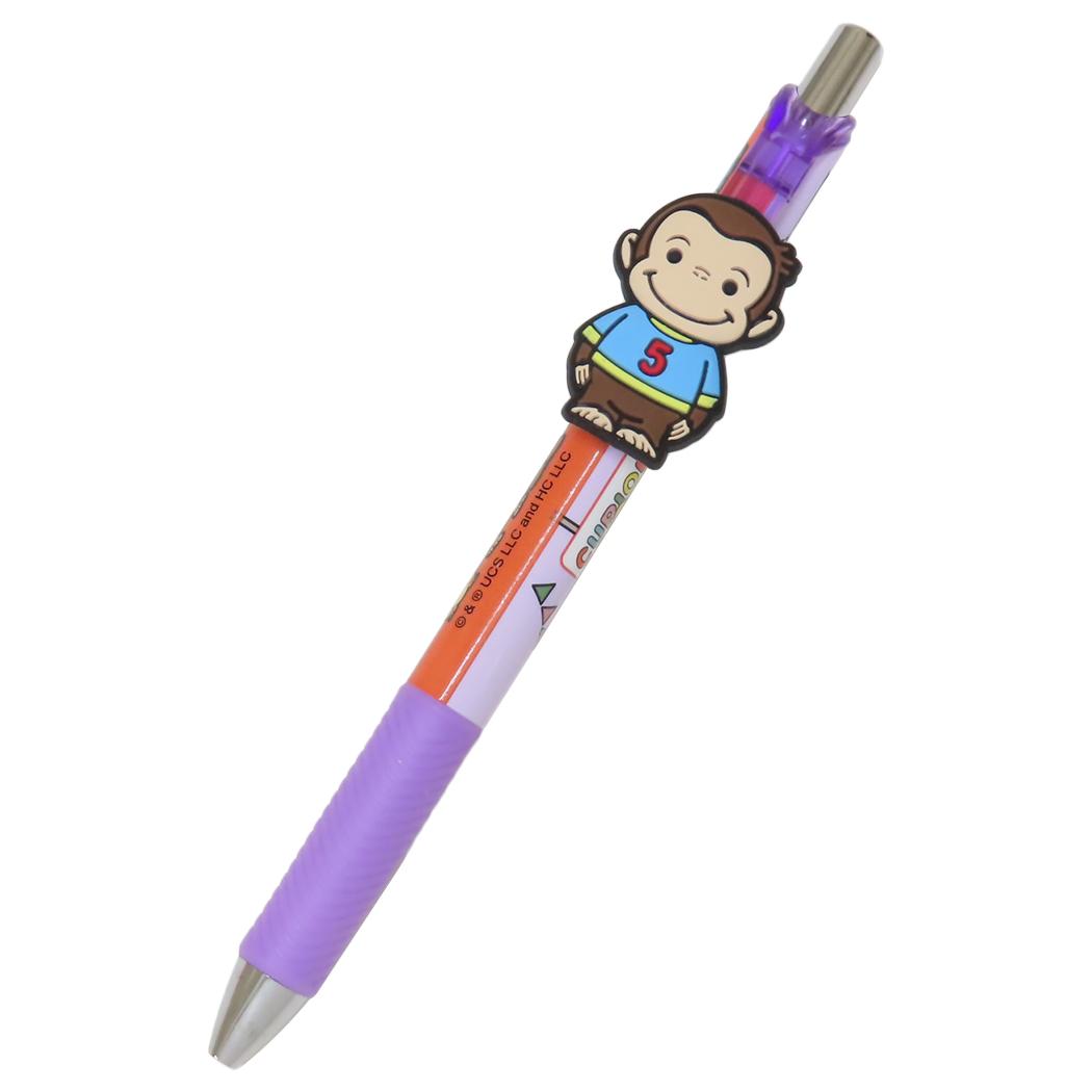 マスコット付きゲルペン カラーペン おさるのジョージ パープル アイプランニング 新学期準備文具 絵本メール便可