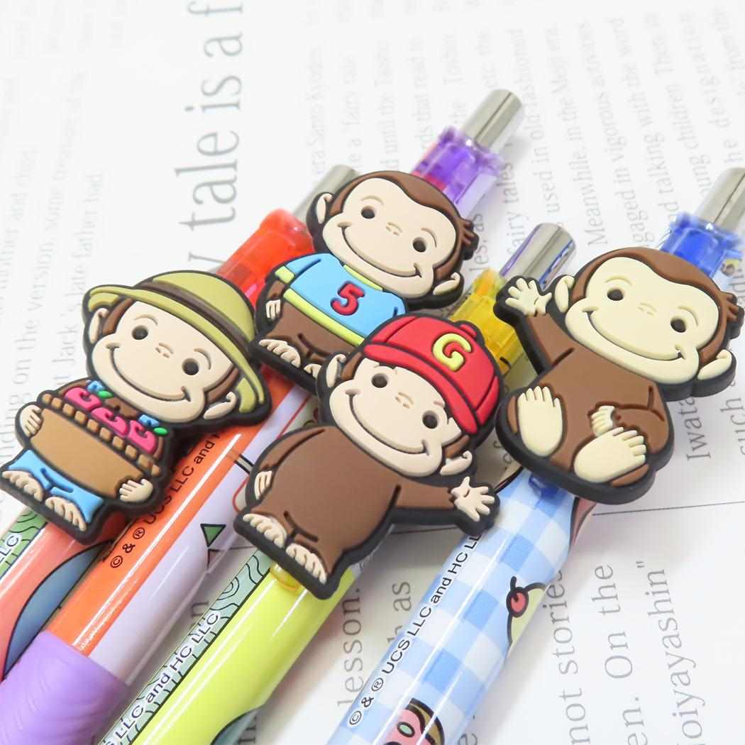 マスコット付きゲルペン カラーペン おさるのジョージ サックス アイプランニング 新学期準備文具 絵本メール便可