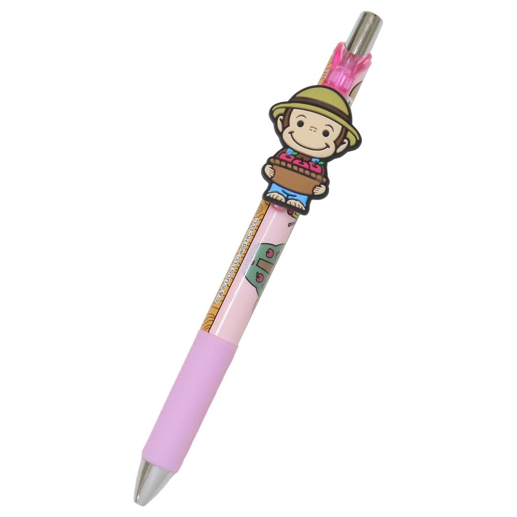 マスコット付きゲルペン カラーペン おさるのジョージ チェリーピンク アイプランニング 新学期準備文具 絵本メール便可