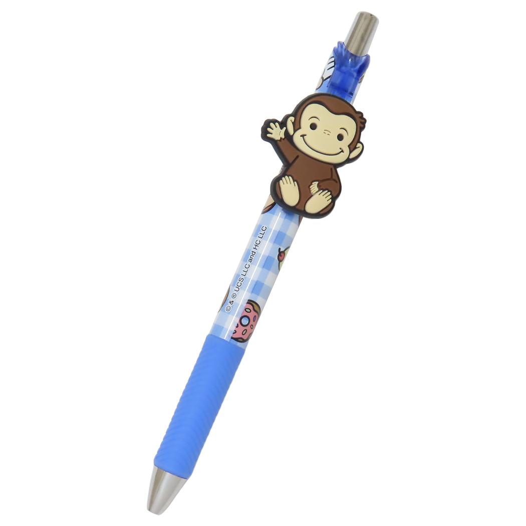 マスコット付きゲルペン カラーペン おさるのジョージ ブルー アイプランニング 新学期準備文具 絵本メール便可