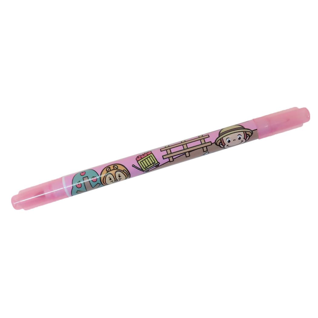 カラーツインペン カラーペン おさるのジョージ ピンク アイプランニング 色ペン 筆記用具 文房具 絵本メール便可