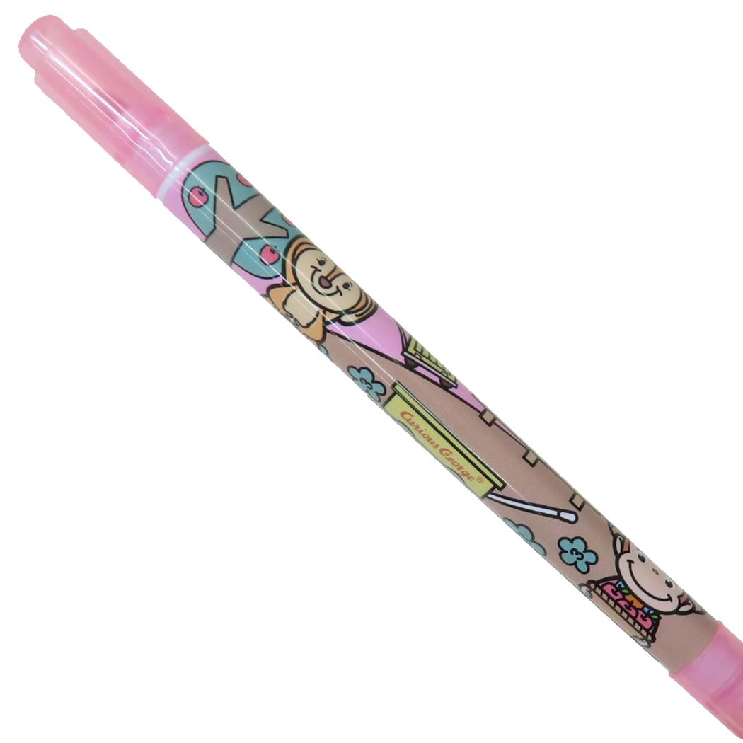 カラーツインペン カラーペン おさるのジョージ ピンク アイプランニング 色ペン 筆記用具 文房具 絵本メール便可