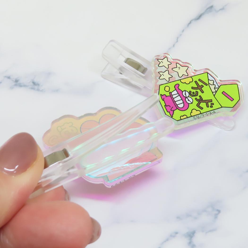 オーロラアクリルヘアクリップ ヘアアクセ クレヨンしんちゃん お？ アイプランニング 前髪クリップ アニメメール便可