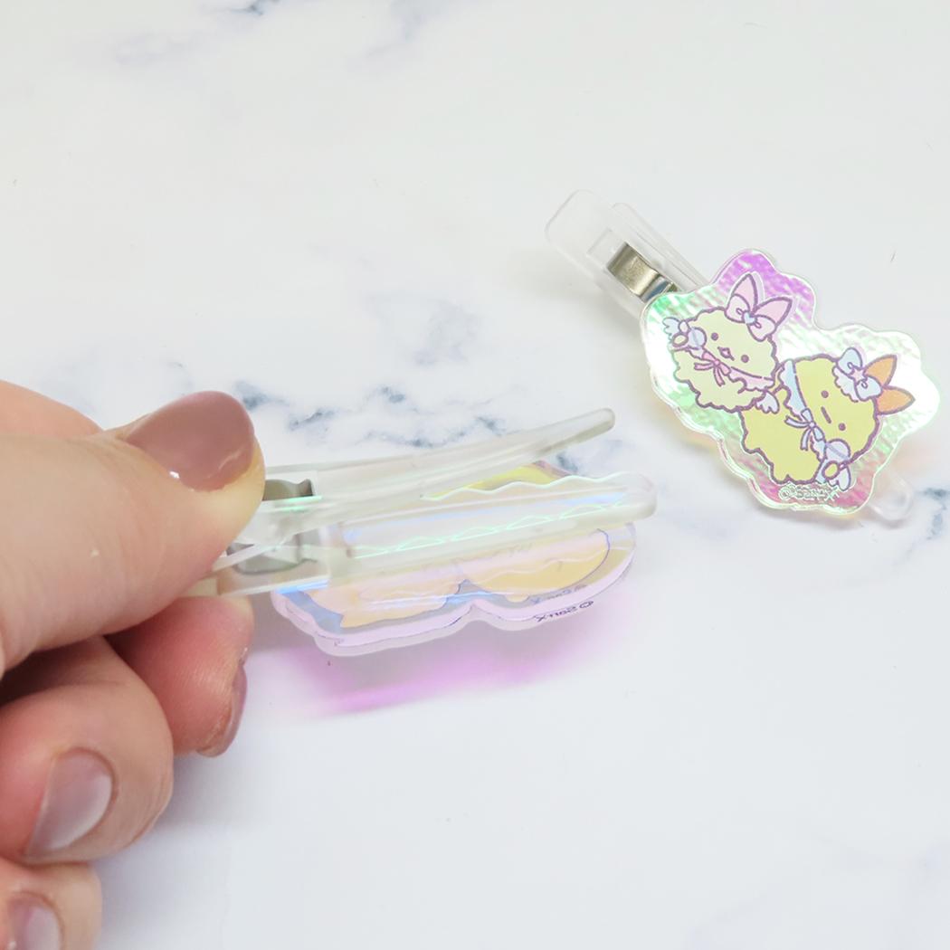 オーロラアクリルヘアクリップ ヘアアクセ すみっコぐらし しろくまととかげ サンエックス アイプランニング 前髪クリップ メール便可
