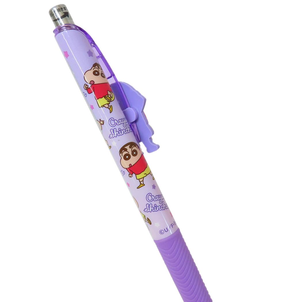 マスコット付きゲルペン カラーペン クレヨンしんちゃん しんのすけ パープル アイプランニング 新学期準備文具 アニメメール便可