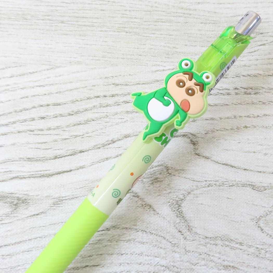 マスコット付きゲルペン カラーペン クレヨンしんちゃん カエルしんちゃん グリーン アイプランニング 新学期準備文具 アニメメール便可