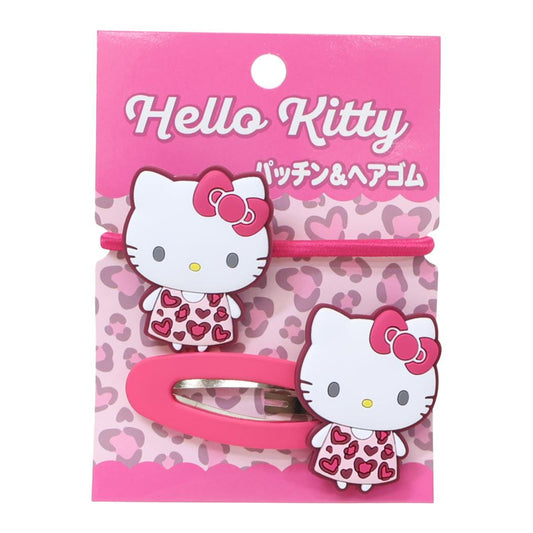 パッチン＆ヘアゴム ヘアアクセ ハローキティ ハートレオパード サンリオ ケイカンパニー ヘアピン ヘアアクセサリー メール便可