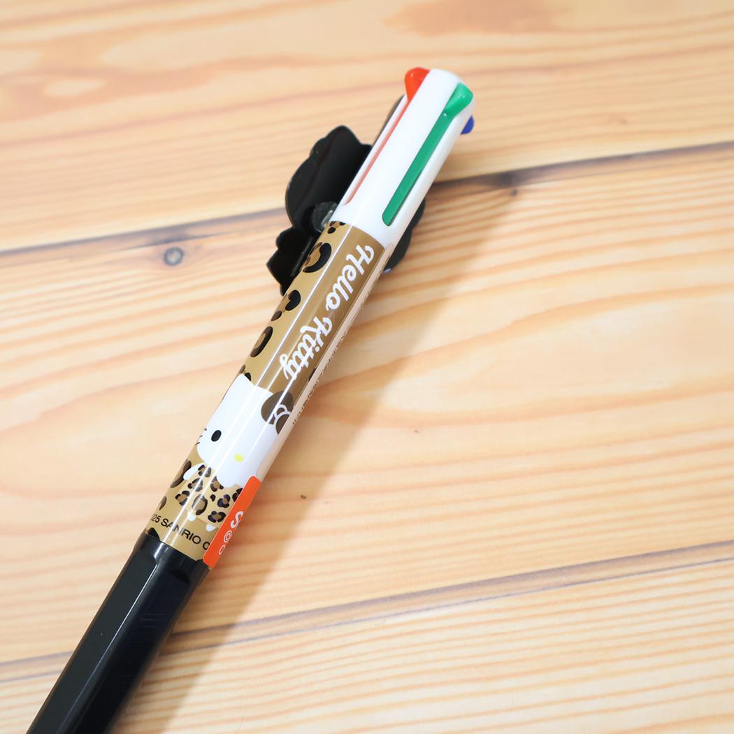 マスコット付き4色ボールペン ボールペン ハローキティ レオパード サンリオ ケイカンパニー カラーペン 文房具 メール便可
