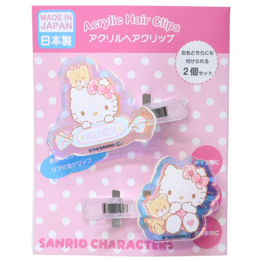 ハローキティ ヘアアクセ オーロラアクリルヘアクリップ サンリオ JUNKADO 前髪クリップ キャラクター グッズ メール便可 シネマコレクション