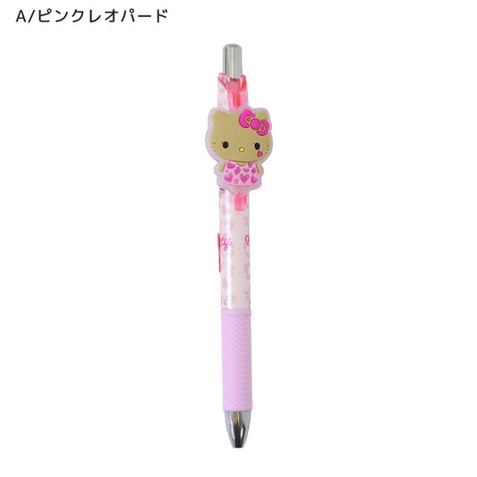 サンリオキャラクターズ ボールペン マスコット付きゲルペン 黒 A/ピンクレオパード Sanrio