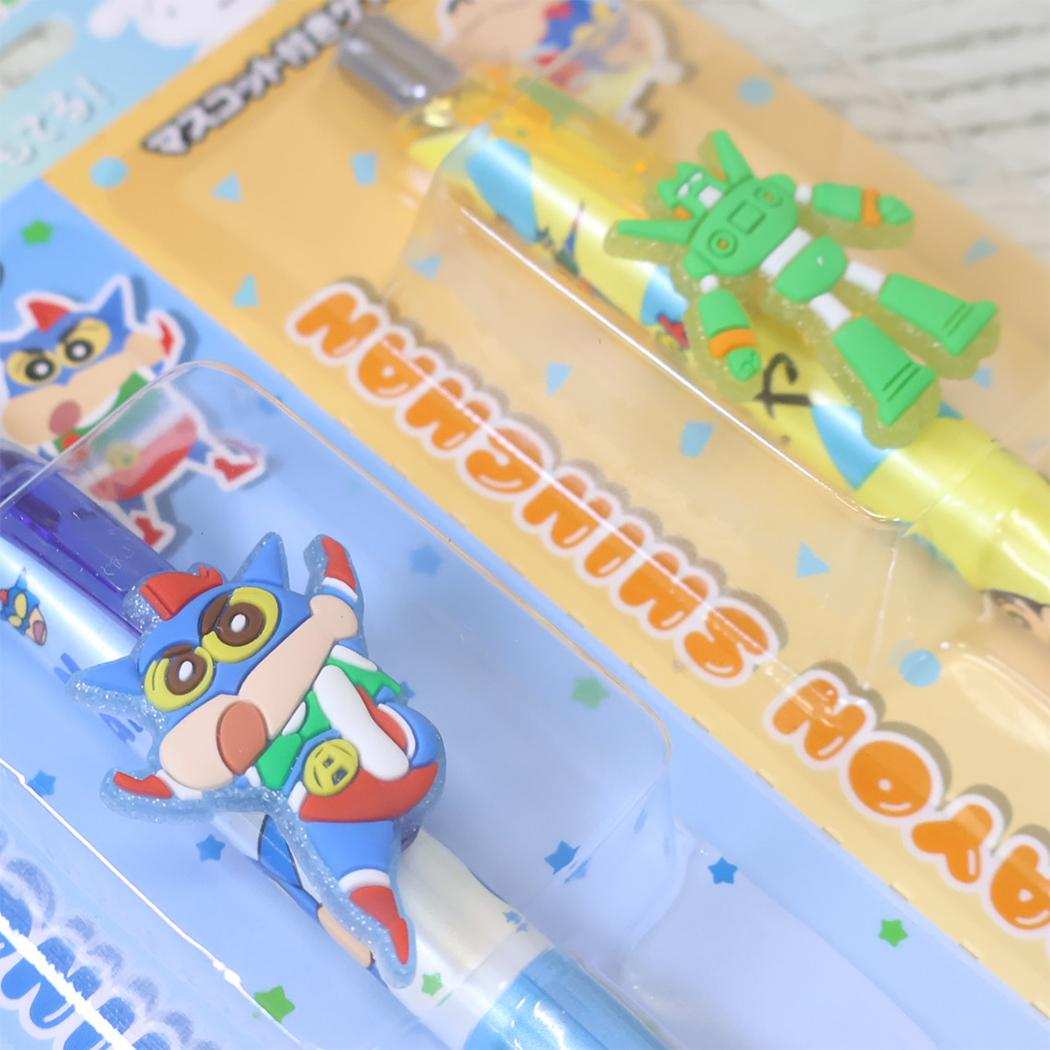 クレヨンしんちゃん ボールペン マスコット付きゲルペン 2種パッケージ ブルー