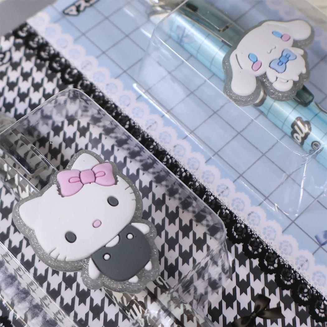 ハローキティ＆シナモロール ボールペン マスコット付きゲルペン 2種パッケージ グレー サンリオ