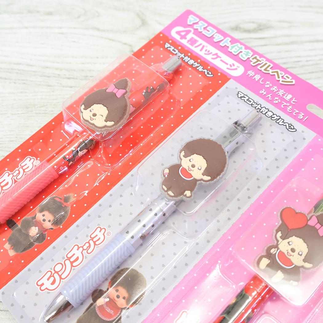 モンチッチ ボールペン マスコット付きゲルペン 4種パッケージ ピンク