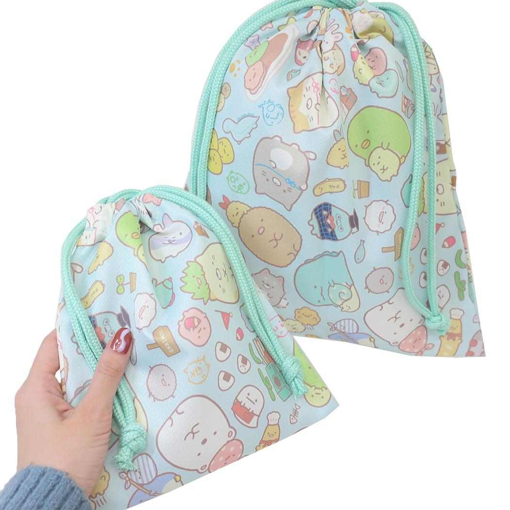 巾着大小2Pセット きんちゃく袋 すみっコぐらし ミント 新入学 サンエックス アイプランニング 新学期準備雑貨 コップ入れ 2枚入り メール便可