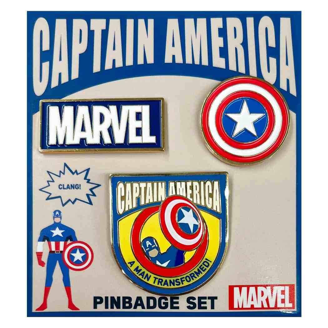 ピンバッジ3個セット ピンズ キャプテンアメリカ MARVEL インロック コレクション雑貨 メール便可
