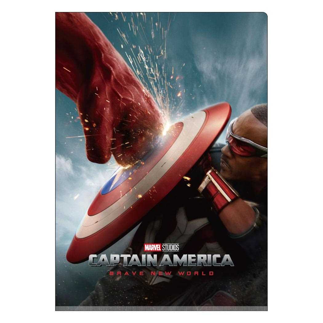 キャプテンアメリカ：ブレイブ ニュー ワールド ポケットファイル Wポケットクリアファイル A4 新入学 MARVEL インロック コレクション文具 キャラクター グッズ メール便可