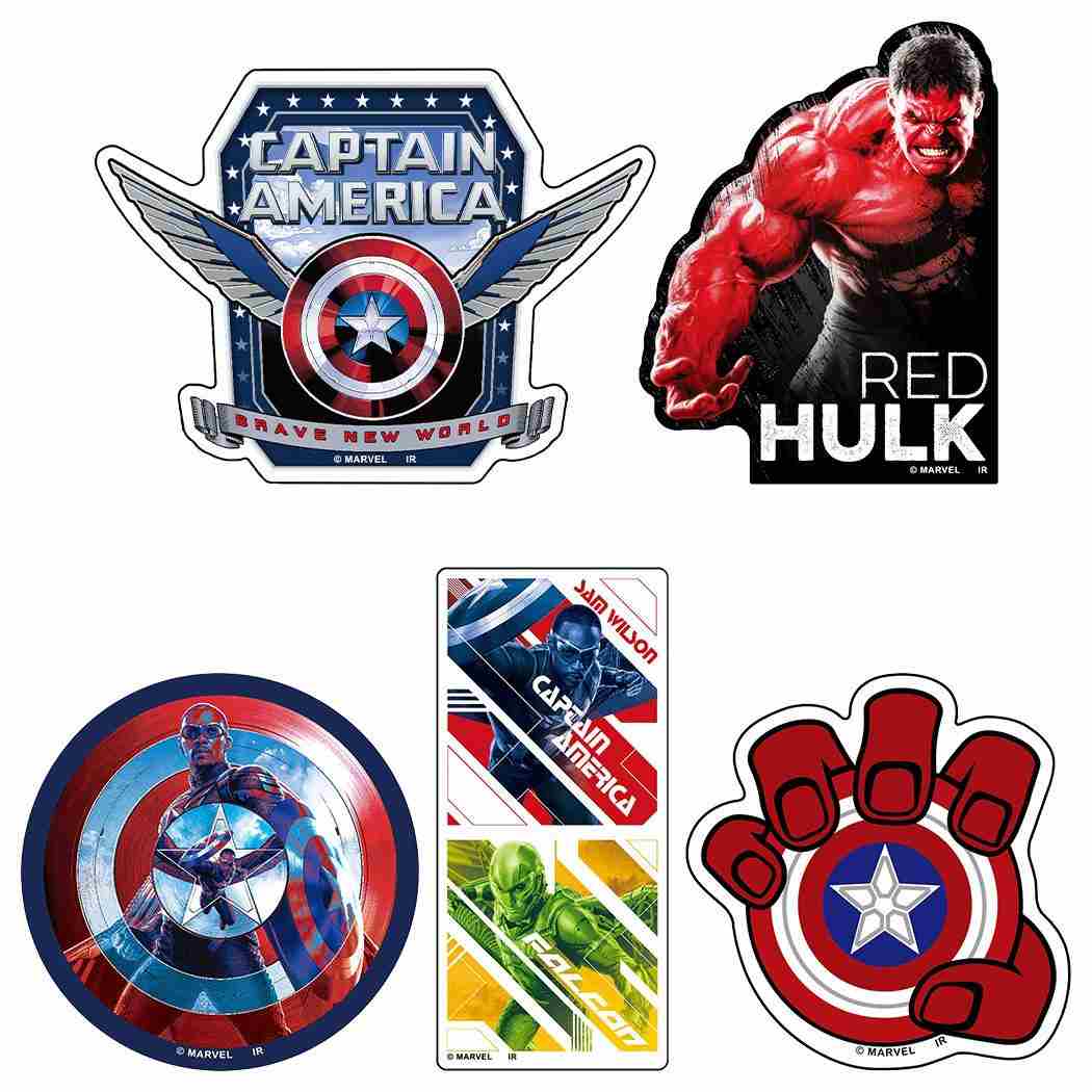 ステッカーセット 5枚入り ダイカットシール キャプテンアメリカ：ブレイブ ニュー ワールド MARVEL インロック コレクション文具 デコレーション メール便可