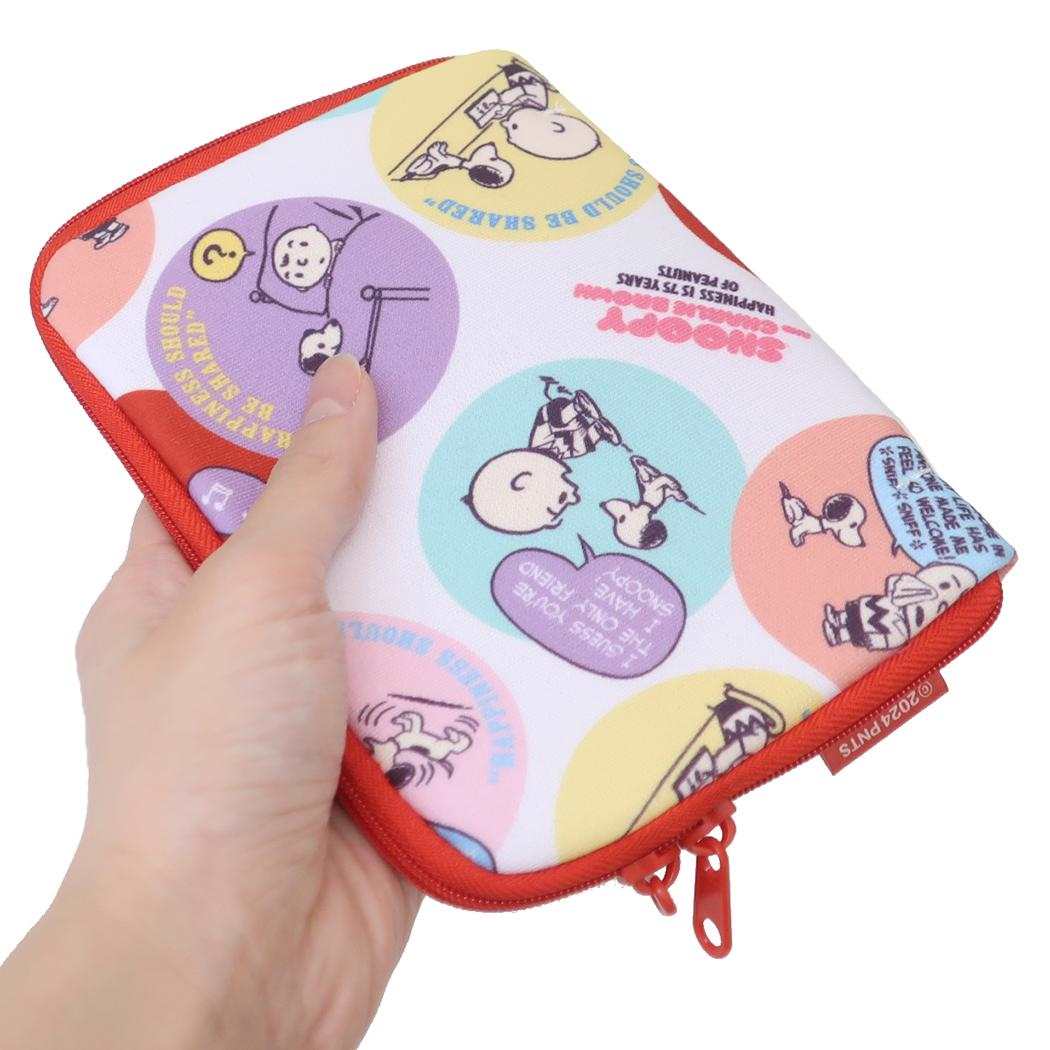 どっとポーチ ショート タオルポーチ スヌーピー 75th総柄 BD ピーナッツ アイアップ 小物入れ コスメポーチ メール便可