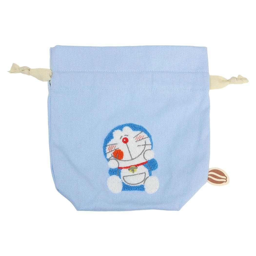相良刺繍巾着 巾着袋 ドラえもん ブルー 藤子F不二雄 アイアップ きんちゃくポーチ 小物入れ サガラ刺繍 アニメメール便可