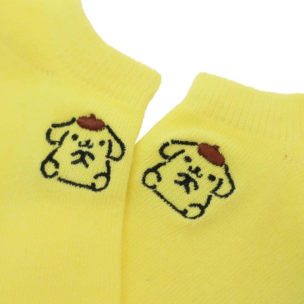 刺繍スニーカーソックス レディース 女性用靴下 ポムポムプリン ビビッド サンリオ ジェイズプランニング かわいい メール便可