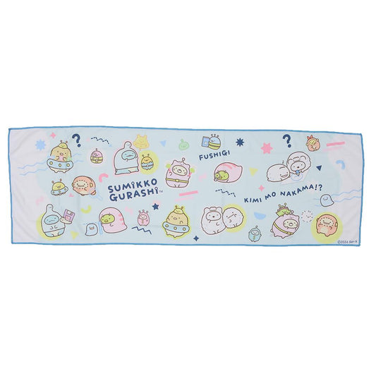 クールマフラー 夏用ひんやりロングタオル クールタオル すみっコぐらし ブルー サンエックス ジェイズプランニング 熱中症対策 メール便可
