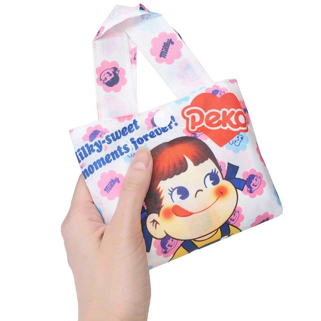 折りたたみショッピングバッグ エコバッグ 不二家のペコちゃん フラワー ジェイズプランニング お買い物かばん メール便可