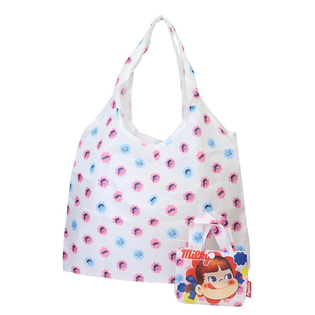 折りたたみショッピングバッグ エコバッグ 不二家のペコちゃん フラワー ジェイズプランニング お買い物かばん メール便可