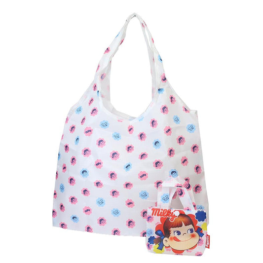 折りたたみショッピングバッグ エコバッグ 不二家のペコちゃん フラワー ジェイズプランニング お買い物かばん メール便可
