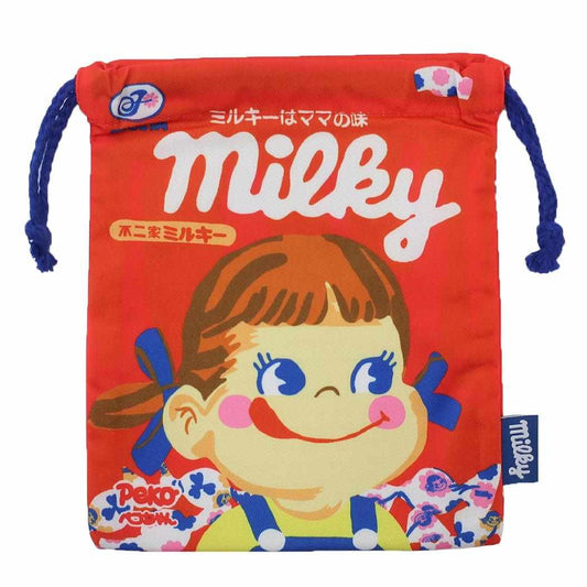 巾着 きんちゃくポーチ 巾着袋 不二家のペコちゃん ミルキー ジェイズプランニング 新学期準備雑貨 小物入れ メール便可