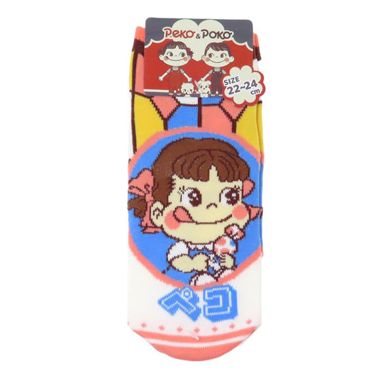 キャラクタージャガードソックス 女性用靴下 不二家のペコちゃん ステンドグラス ジェイズプランニング レディースソックス メール便可