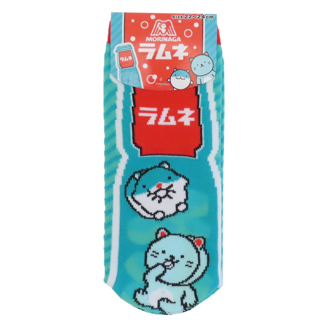 レディースソックス ジャガード 女性用靴下 森永ラムネ しゅうチュー＆ラムねこ ビッグシルエット お菓子パッケージ ジェイズプランニング かわいい メール便可