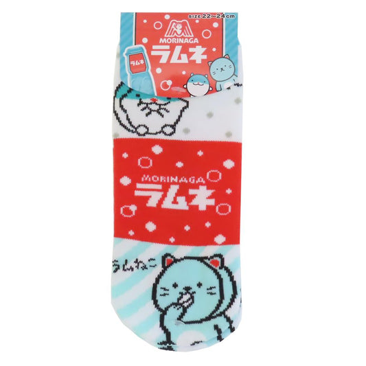 レディースソックス ジャガード 女性用靴下 森永ラムネ しゅうチュー＆ラムねこ センターロゴ お菓子パッケージ ジェイズプランニング かわいい メール便可