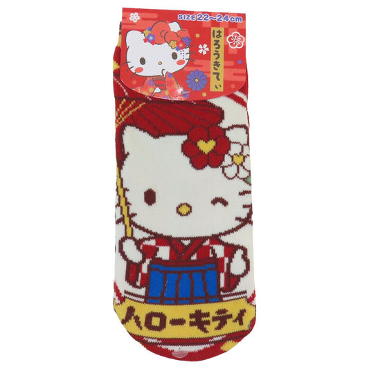 ジャガードソックス 女性用靴下 ハローキティ 和柄 ロマン サンリオ ジェイズプランニング レディースソックス メール便可