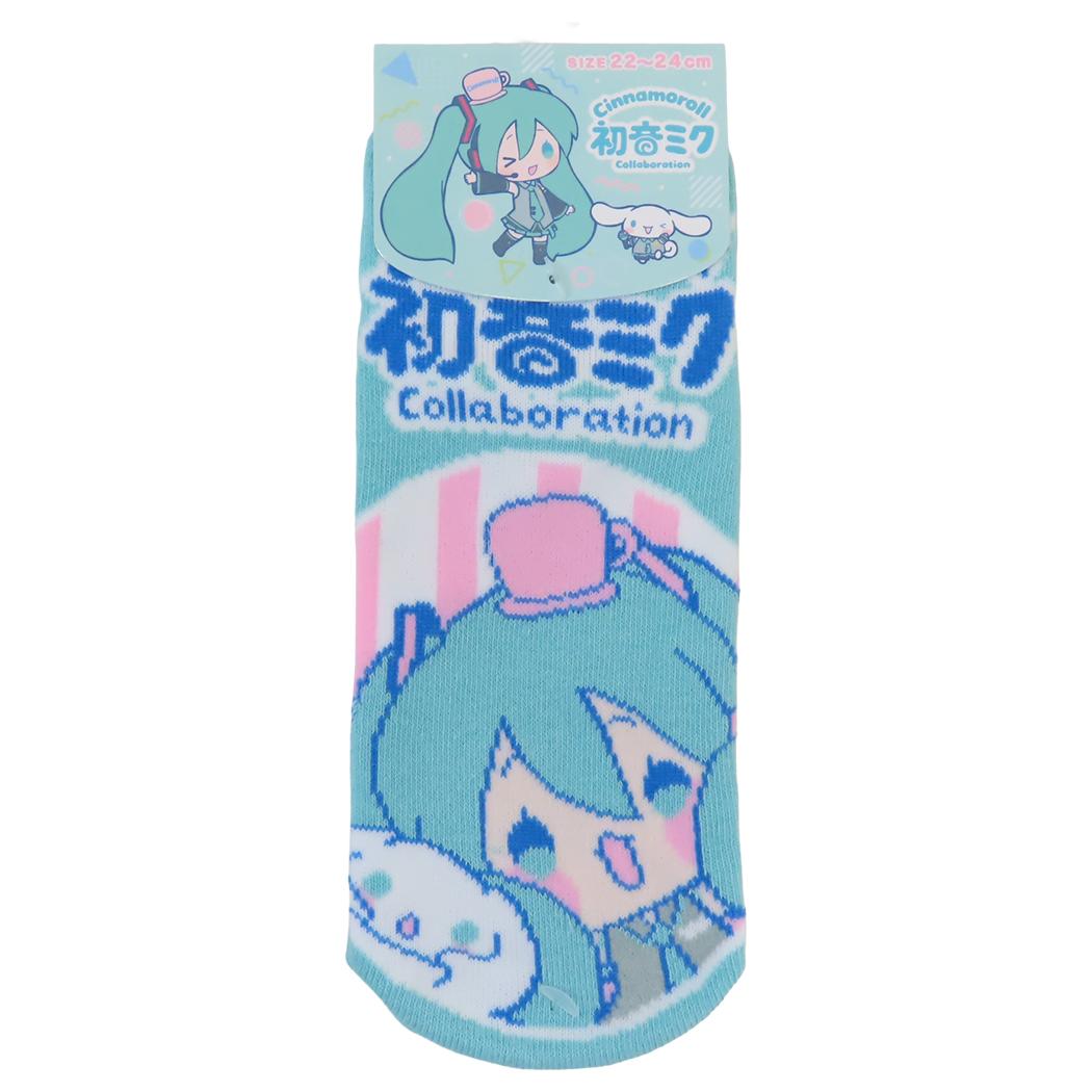 ジャガードソックス 女性用靴下 初音ミクxシナモロール アップ サンリオ ジェイズプランニング レディースソックス メール便可