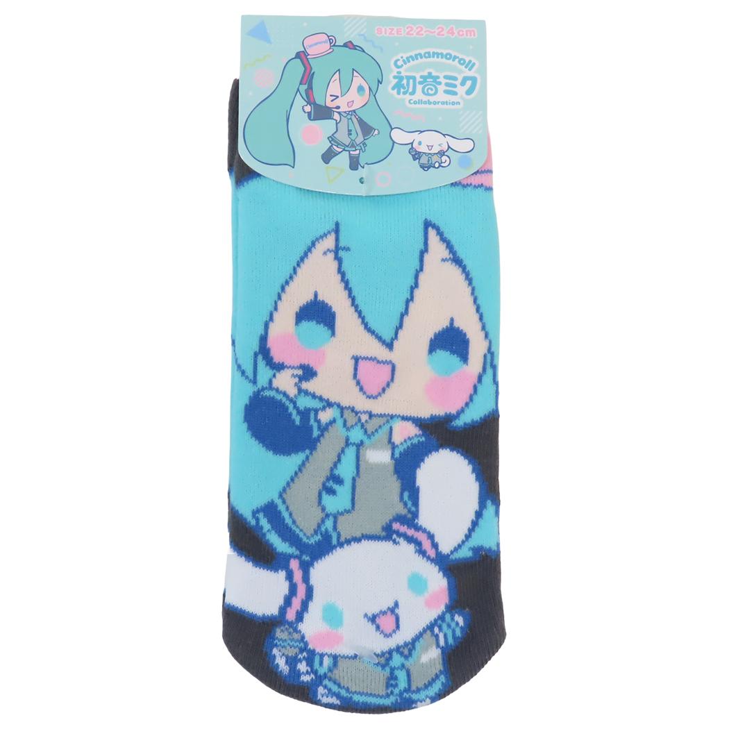 ジャガードソックス 女性用靴下 初音ミクxシナモロール ミュージック サンリオ ジェイズプランニング レディースソックス メール便可