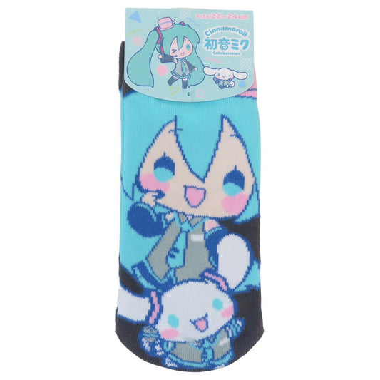 ジャガードソックス 女性用靴下 初音ミクxシナモロール ミュージック サンリオ ジェイズプランニング レディースソックス メール便可