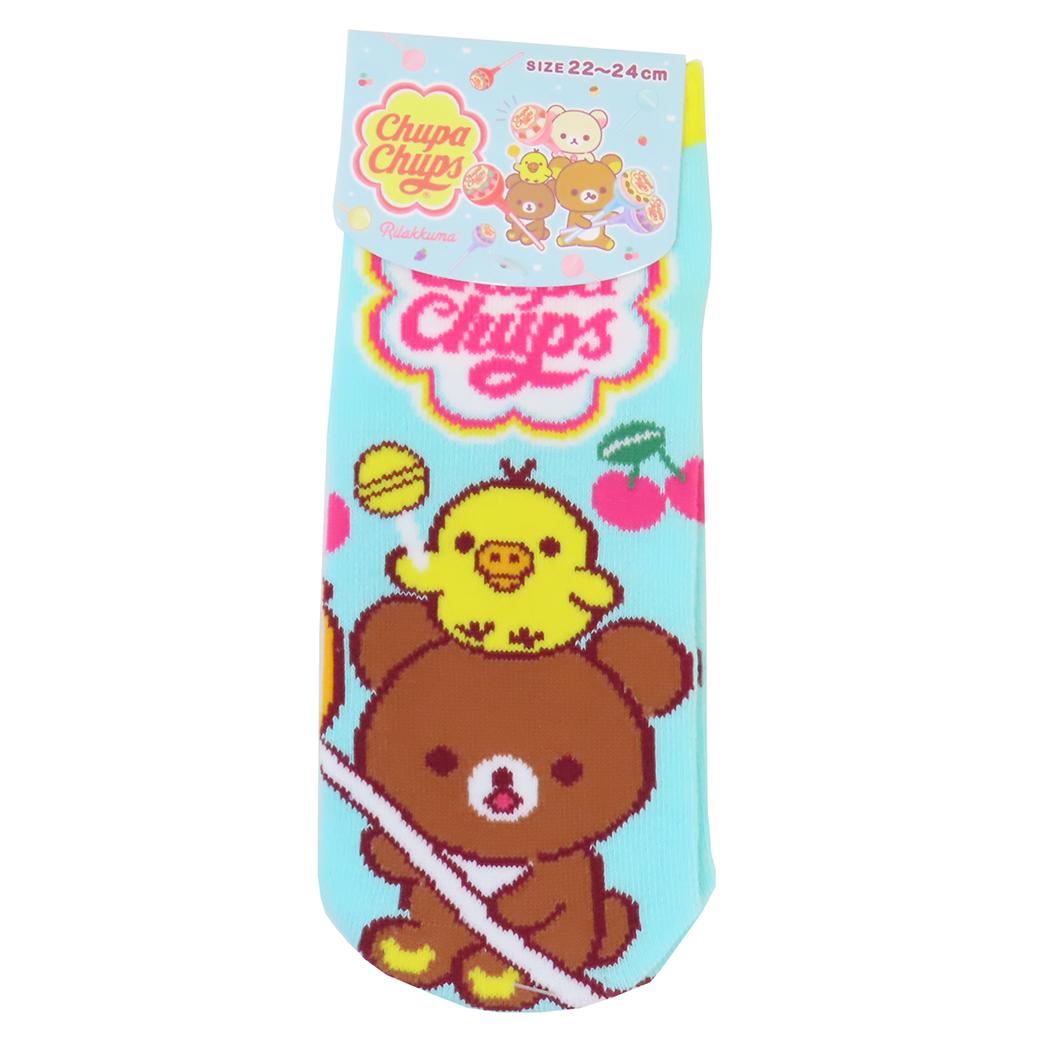 キャラクタージャガードソックス 女性用靴下 リラックマxチュッパチャプス チェリー サンエックス お菓子パッケージ ジェイズプランニング レディースソックス メール便可