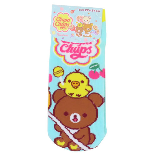 キャラクタージャガードソックス 女性用靴下 リラックマxチュッパチャプス チェリー サンエックス お菓子パッケージ ジェイズプランニング レディースソックス メール便可