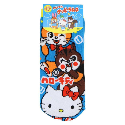 クッピーラムネxハローキティ 女性用靴下 ジャガードソックス ビビッド サンリオ ジェイズプランニング レディースソックス キャラクター グッズ メール便可 シネマコレクション
