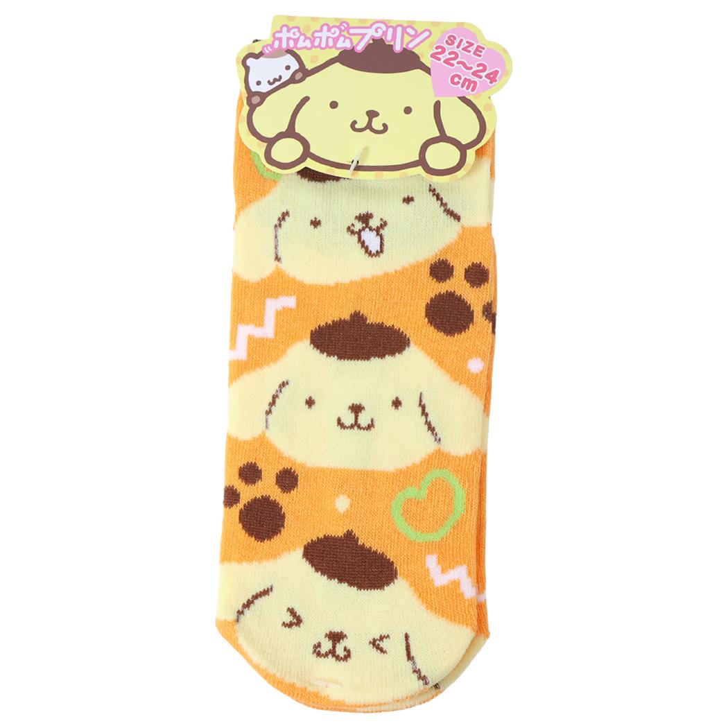 ポムポムプリン レディースソックス 女性用靴下 ソックス 22-24cm ポップフェイス サンリオ ジェイズプランニング