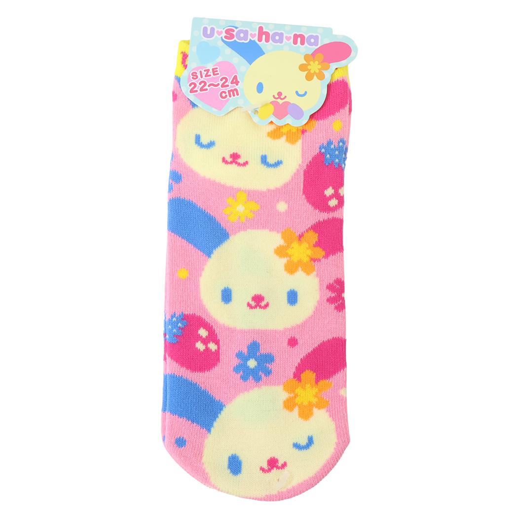 ウサハナ レディースソックス 女性用靴下 ソックス 22-24cm ポップフェイス サンリオ ジェイズプランニング